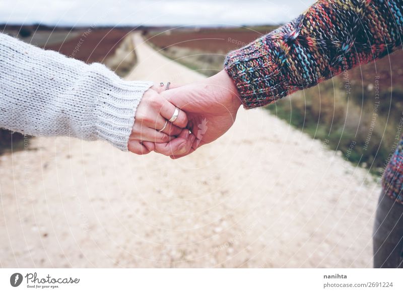 Closeup of a young couple holding hands Lifestyle Joy Happy Beautiful Vacation & Travel Trip Adventure Freedom Human being Masculine Feminine Woman Adults Man
