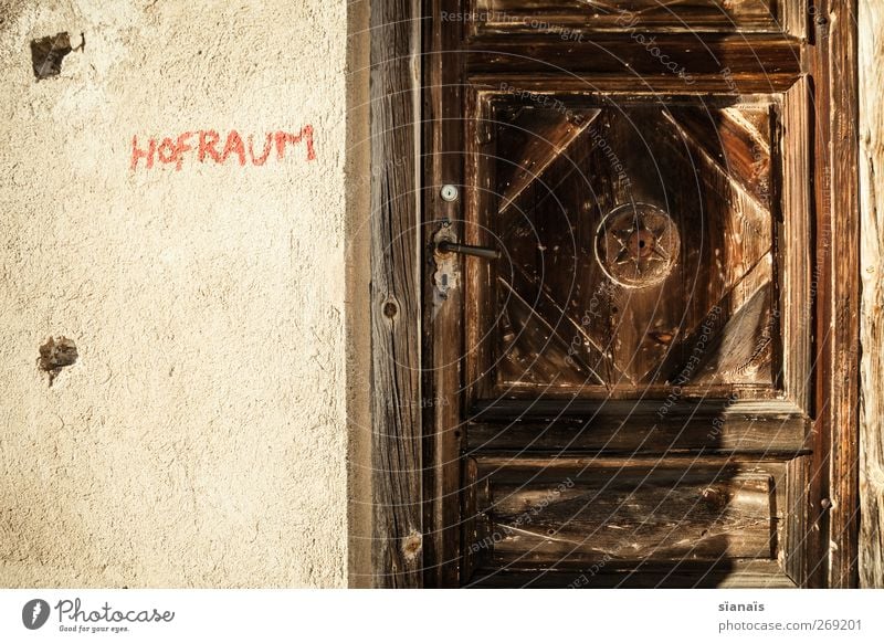 courtyard Hut Wall (barrier) Wall (building) Facade Door Graffiti Old Closed Furka Pass Switzerland Wood Ancient Typography Section of image Lettering Dark