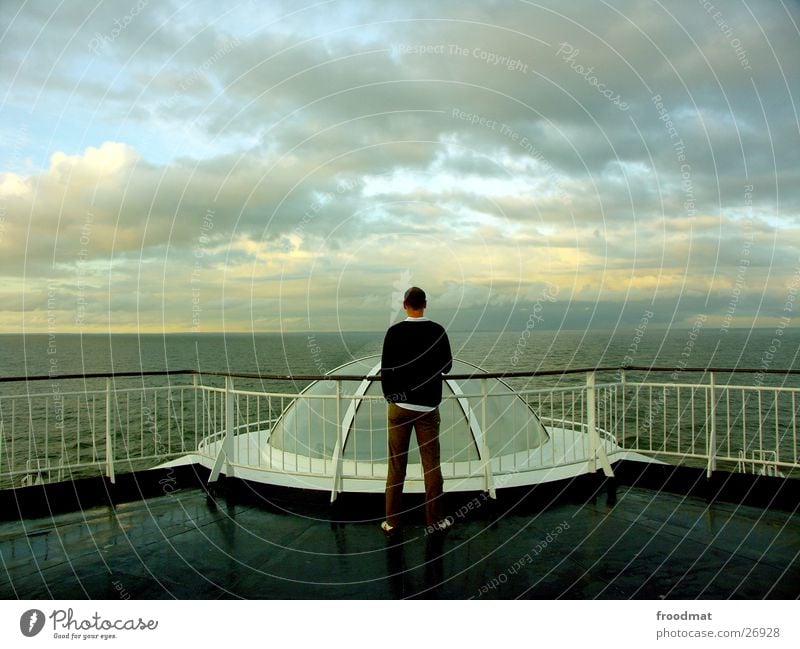 sea view Watercraft Ocean Vacation & Travel Finland Ferry Clouds Domed roof Symmetry Europe Sweden Evening Sky Human being Back