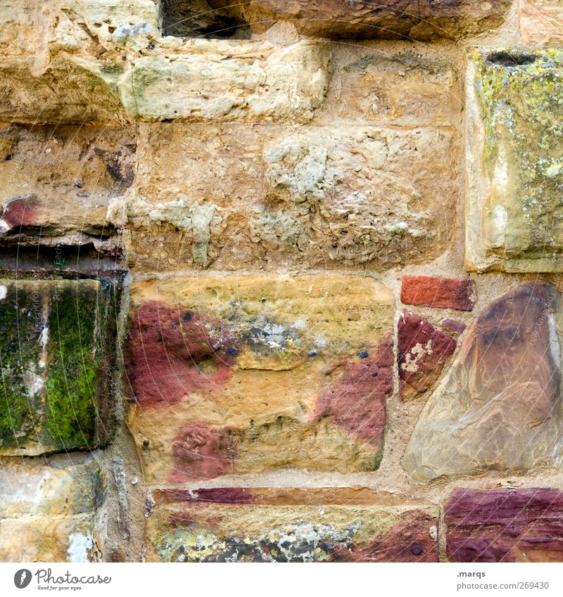 stone by stone Wall (barrier) Wall (building) Facade Stone Old Exceptional Uniqueness Kitsch Multicoloured Past Transience House (Residential Structure)