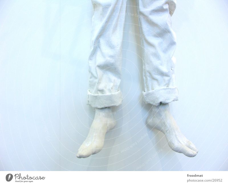 cold feet White Art Cold Hang up Wall (building) Sculpture Motionless Hard Unicoloured Obscure Type Forum Legs Feet Wrinkles Bright Colour