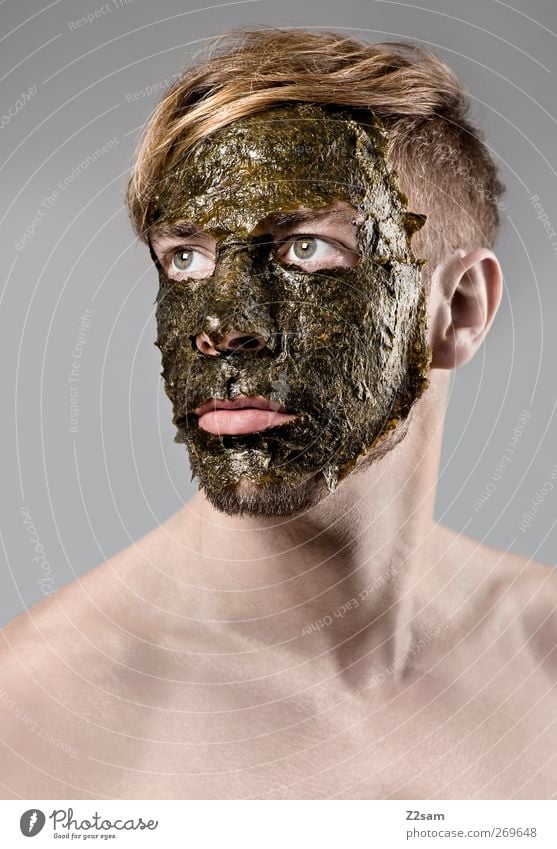 masculine Algae Elegant Wellness Human being Masculine Young man Youth (Young adults) 18 - 30 years Adults Mask Hair and hairstyles Blonde Old Dream To dry up
