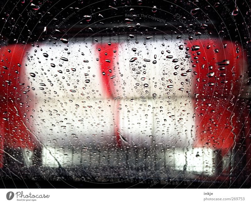 Daddy is happy Services Machinery Deserted Car wash service Transport Brush Rotate Large Wet Clean Speed Red White Pure Drops of water Inject Colour photo