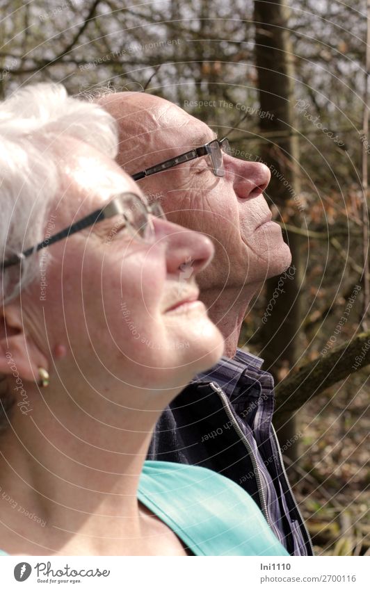 Seniors enjoy the spring sun Harmonious Well-being Contentment Senses Relaxation Calm Trip Human being Masculine Feminine Female senior Woman Male senior Man