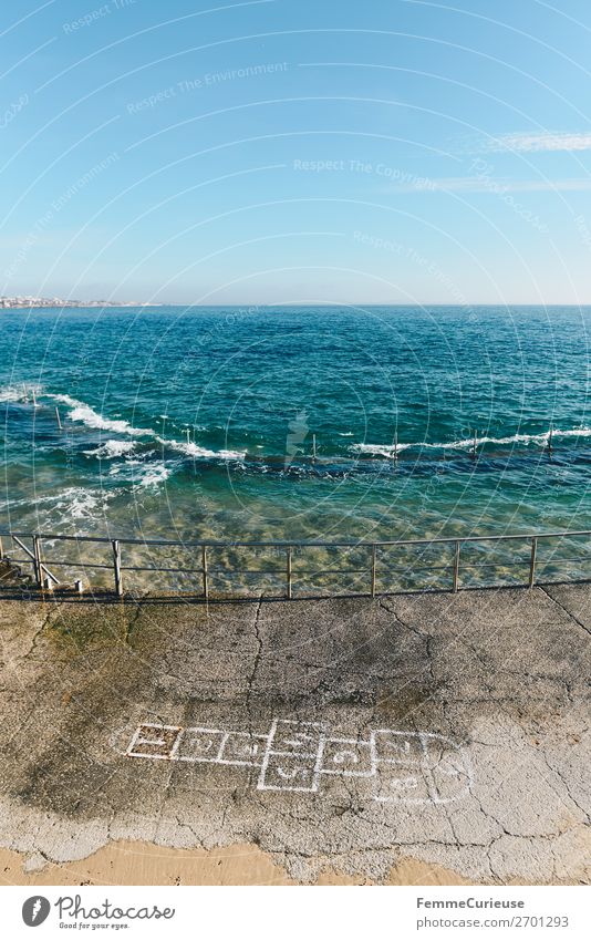 Jumping game heaven and hell in Portugal on the Atlantic Nature Vacation & Travel Travel photography Vacation photo Vacation mood hopscotch Playing Chalk