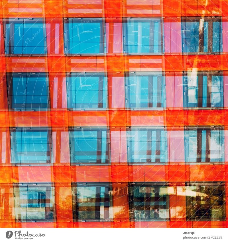 16 Window Facade Abstract Double exposure Red Architecture Modern Crazy Reflection