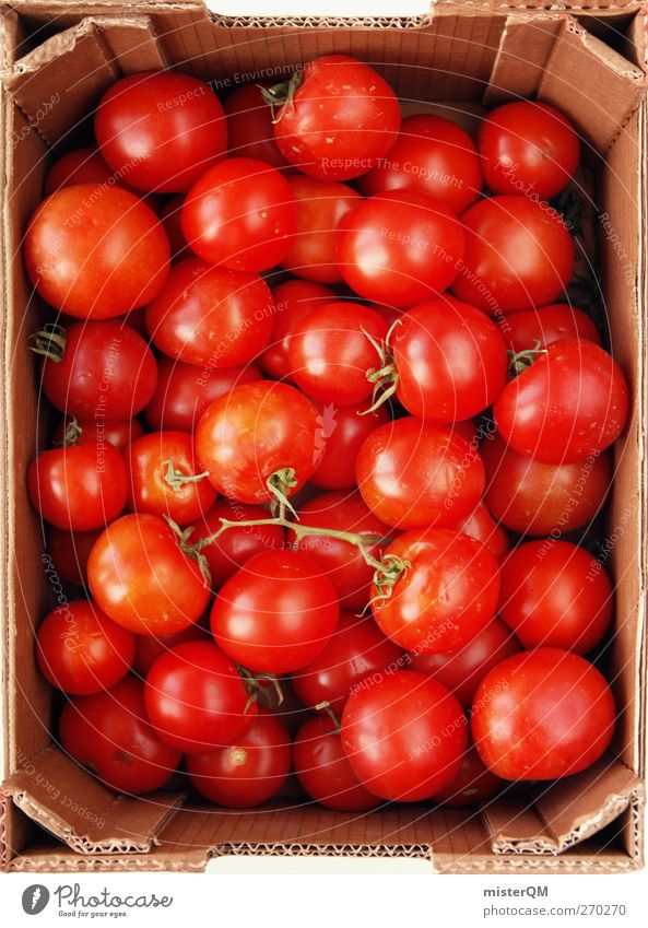 Tomatina? Food Art Esthetic Tomato Tomato salad Tomato plantation Crate Many Red Stored Supply Pantry Healthy Round Collection Colour photo Subdued colour