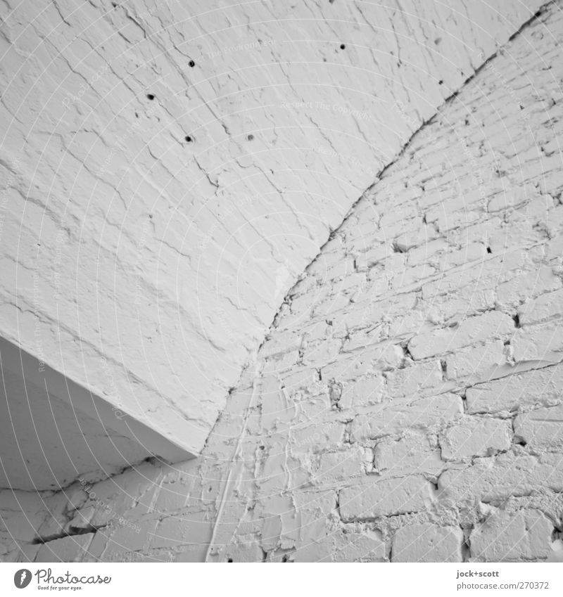 white no white wall Architecture Wall (building) Sharp-edged Simple Retro White Orderliness Cleanliness Brick Surface structure Seam Diagonal Repaired