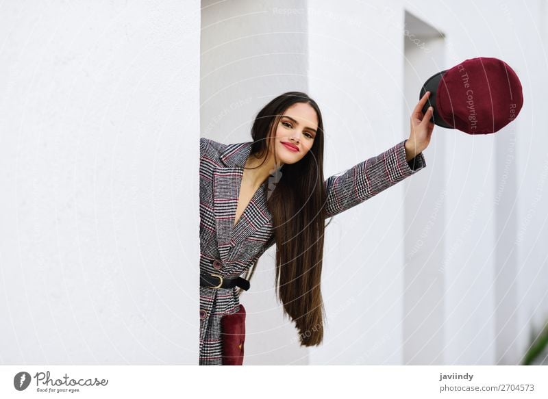 Young beautiful girl with very long hair looking at camera Lifestyle Style Beautiful Hair and hairstyles Winter Human being Feminine Young woman