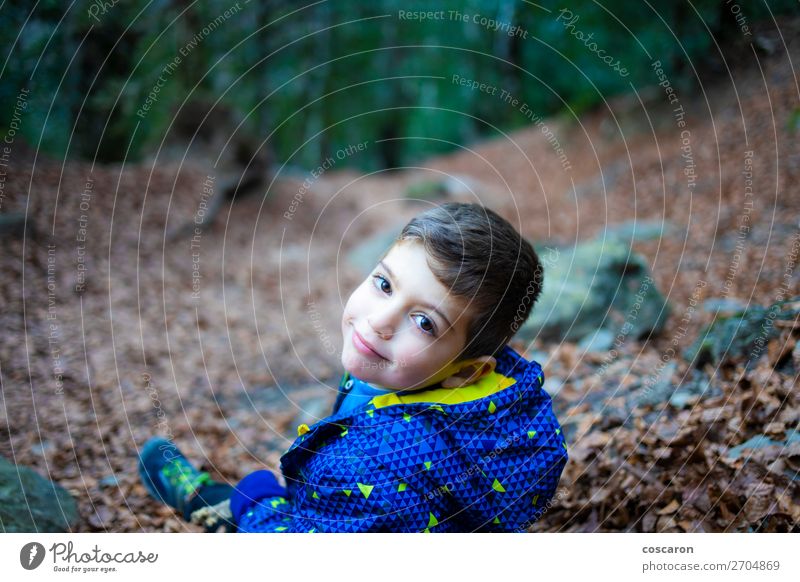 Portrait of a young boy in a forest Lifestyle Joy Happy Beautiful Playing Vacation & Travel Winter Mountain Hiking Garden Child Baby Toddler Boy (child)