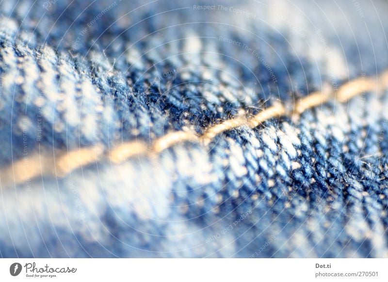 warp and weft Clothing Jeans Near Blue denim indigo Stitching Textiles Colour photo Close-up Detail Macro (Extreme close-up) Structures and shapes Deserted