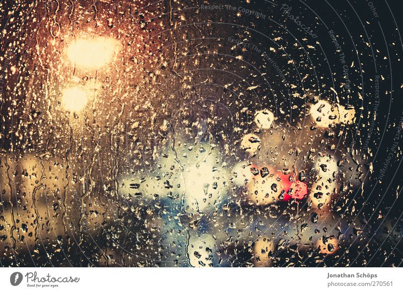 Rain drums at my window I Climate Bad weather Storm Transport Car Esthetic Emotions Romance Calm Sadness Concern Grief Window pane Multicoloured Drops of water