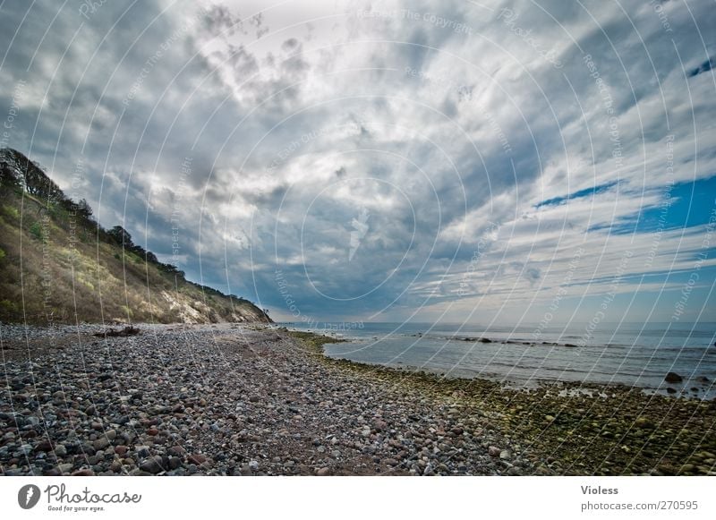 Hiddensee wish you were here..... Landscape Sky Clouds Storm clouds Spring Weather Coast Baltic Sea Ocean Island Dream Threat Wild Stone Cliff Colour photo