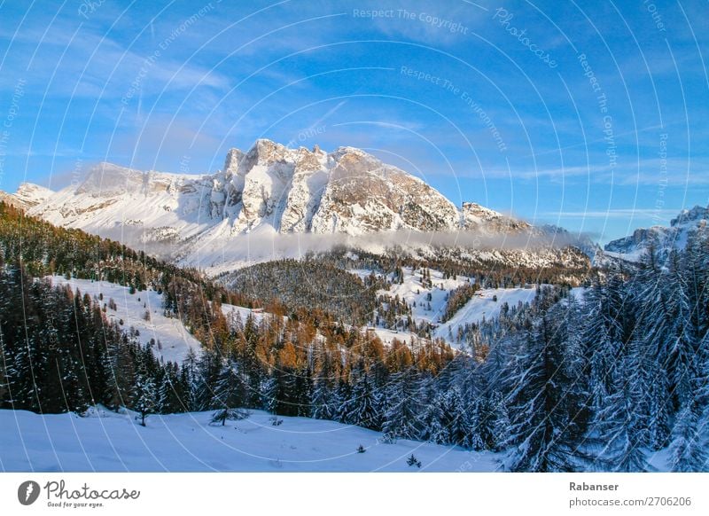 Pela de Vit in Val Gardena, South Tyrol Leisure and hobbies Blue Dolomites Italy Mountain cloud stone Federal State of Tyrol Clouds Snowfall Winter