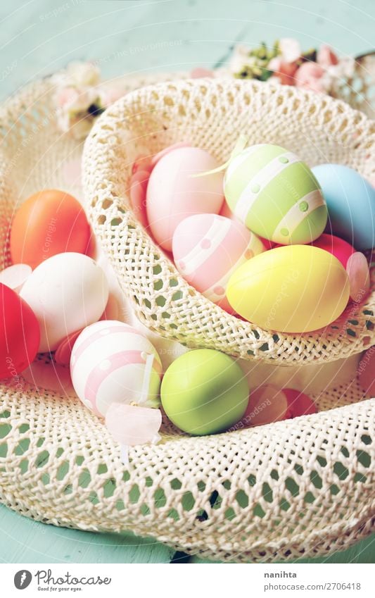 A beautiful and colorful close-up of easter eggs Joy Happy Beautiful Party Event Feasts & Celebrations Easter Spring Flower Funny Cute Colour Creativity