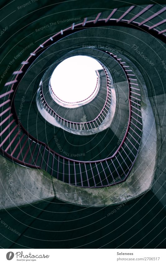 Top Manmade structures Architecture Stairs Winding staircase Line Banister Concrete Colour photo Exterior shot Deserted Light Shadow Contrast Worm's-eye view