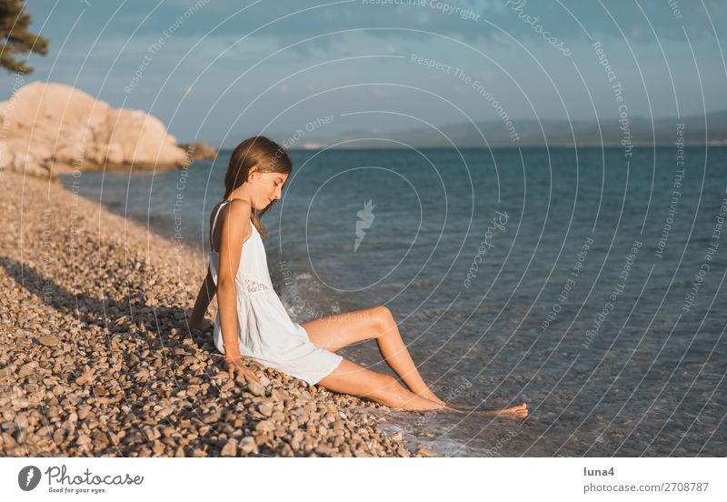 girl on the beach Lifestyle Happy Relaxation Calm Leisure and hobbies Vacation & Travel Tourism Summer Beach Ocean Girl Environment Nature Landscape Water Rock