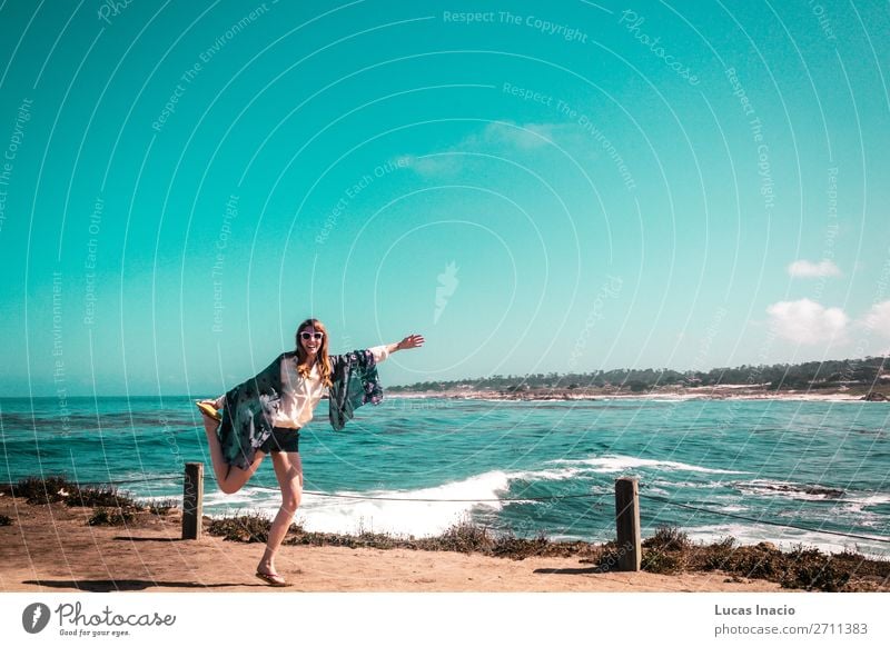 Young Girl near Pacific Ocean in California Vacation & Travel Tourism Summer Beach Feminine Young woman Youth (Young adults) Woman Adults Environment Nature