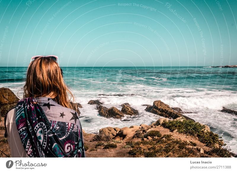 Girl starring at the sea at California Coast Vacation & Travel Tourism Trip Adventure Summer Summer vacation Beach Ocean Waves Human being Feminine Young woman