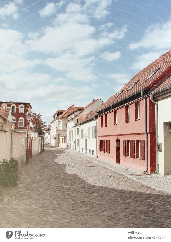 Sunny small town in Brandenburg, house escape attempt House (Residential Structure) Sky Clouds Beautiful weather Village Small Town Manmade structures Building