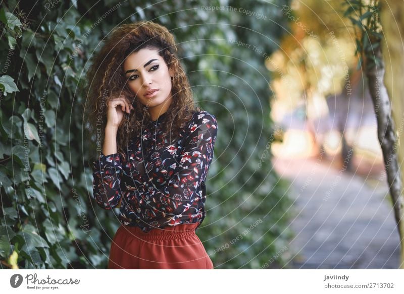 Beautiful young arabic woman with black curly hairstyle. Lifestyle Style Hair and hairstyles Human being Feminine Young woman Youth (Young adults) Woman Adults