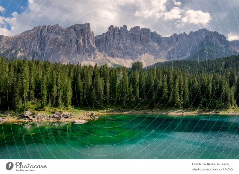 Carezza lake in Dolomites, Italy carezza dolomites dolomiti italy landscape mountains summer water transparent green alps Exterior shot Vacation & Travel Nature