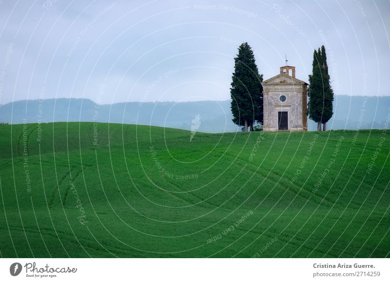 Capella della Madonna di Vitaleta, Tuscany capella madonna vitaleta chapel tuscany italy green grass cypress fields meadow Nature Exterior shot Hill