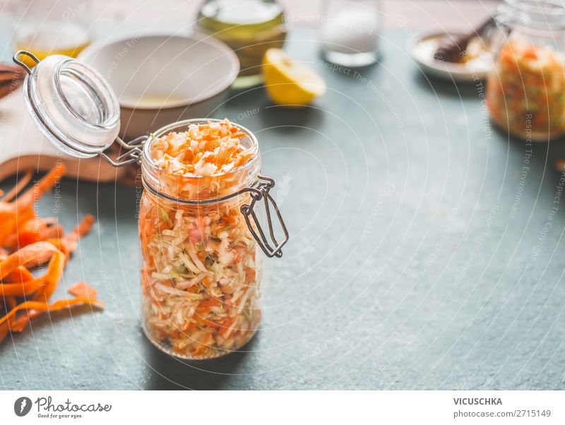 Carrots and cabbage salad in glasses Food Vegetable Lettuce Salad Nutrition Lunch Organic produce Vegetarian diet Diet Glass Style Design Healthy Healthy Eating