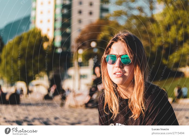 Girl at English Bay Beach in Vancouver, BC, Canada Summer Ocean House (Residential Structure) Human being Young woman Youth (Young adults) Woman Adults 1