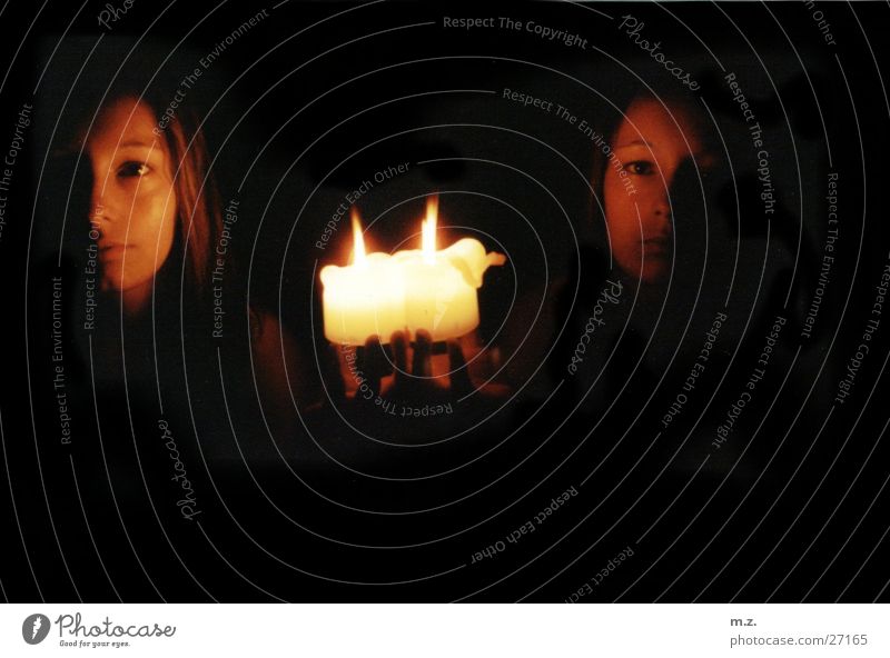 twins? Candle Dark Feminine 2 Woman . Light (Natural Phenomenon) .portrait Double exposure Face