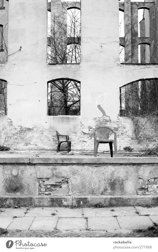 House ruin Overpopulated Deserted House (Residential Structure) Ruin Broken Loneliness Apocalyptic sentiment Uninhabited Black & white photo Exterior shot