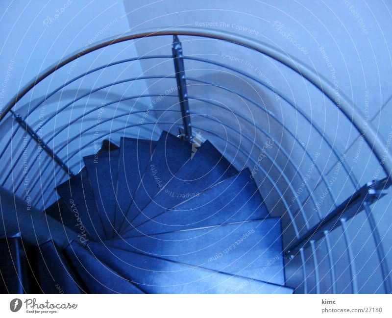 Spiral staircase of the Weiss-Bar Winding staircase Architecture Stairs Handrail Blue