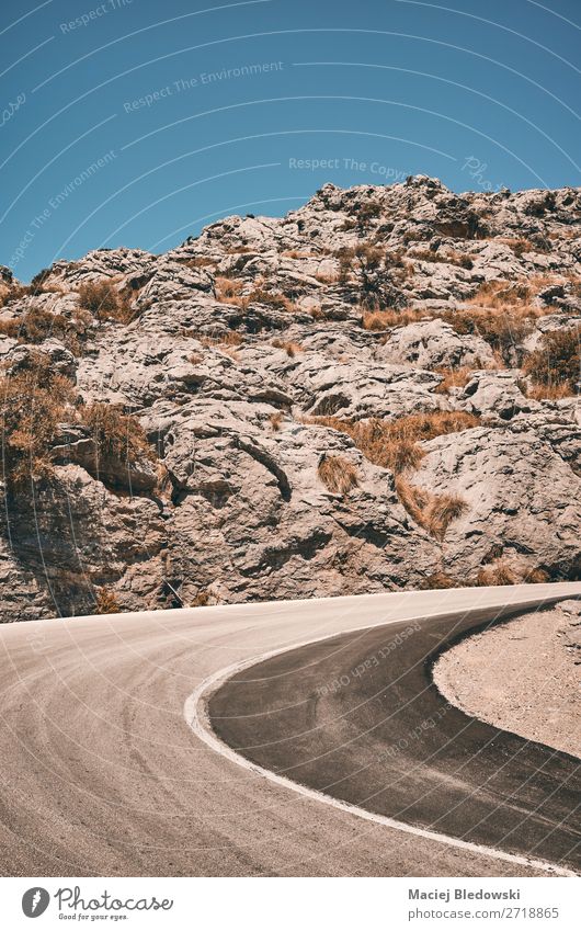 Mountain road curve, travel concept picture. Vacation & Travel Tourism Trip Adventure Far-off places Freedom Summer Summer vacation Nature Landscape Sky Hill
