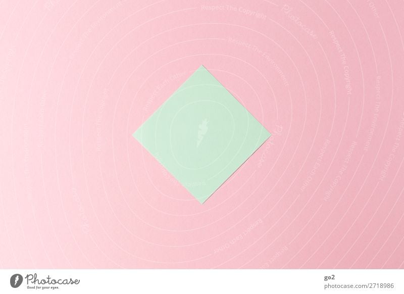 Green note on pink Office work Stationery Paper Piece of paper Esthetic Simple Pink Design Colour Accuracy Idea Inspiration Creativity Arrangement Precision