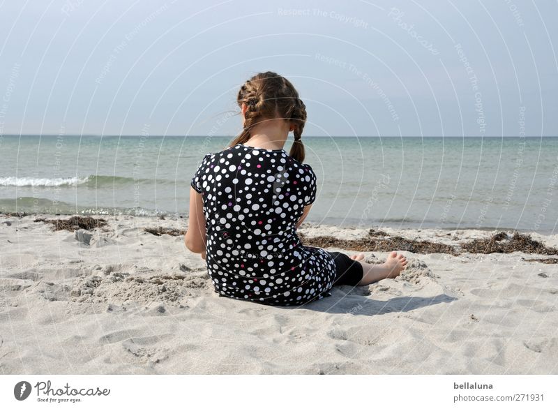 Hiddensee | Sunburn before Human being Feminine Child Girl Infancy Life Body Head Hair and hairstyles 1 3 - 8 years Nature Sky Cloudless sky Waves Coast Beach