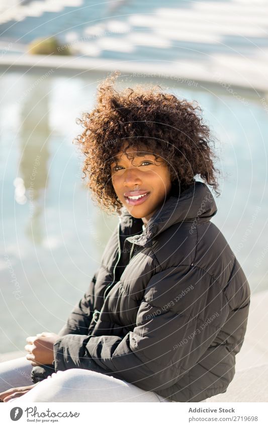 Stylish woman at city pond Woman Ethnic pretty Beautiful Youth (Young adults) Pond Park Cool (slang) City Town Style Portrait photograph Human being Attractive