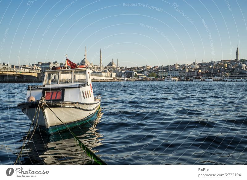 Fishing boat on the Golden Horn. Fishing (Angle) Vacation & Travel Tourism Sightseeing City trip Summer Waves Environment Landscape Water Cloudless sky