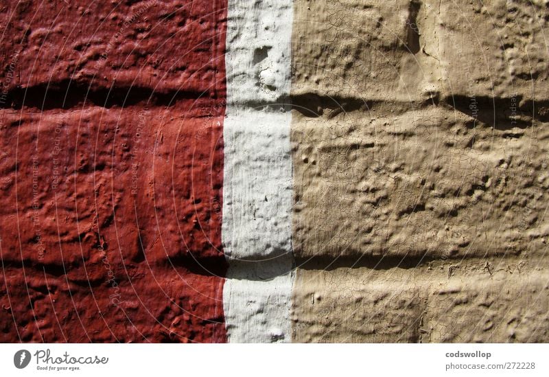 hanoverian wall Manmade structures Wall (barrier) Wall (building) Red White Painted Light brown Brick wall Colour photo Exterior shot Close-up Pattern
