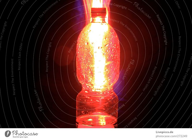 red light bottle Beverage Cold drink Drinking water Bottle Illuminate Red Colour photo Interior shot Night Artificial light Light Light (Natural Phenomenon)