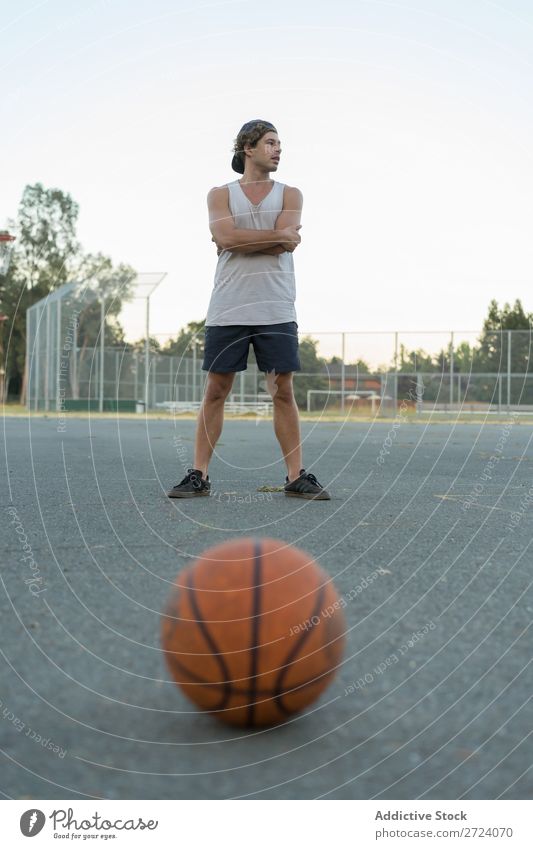 Basket ball and player on background Basketball Ball Sports ground Park Orange Object photography Ground Action Fitness Summer Structures and shapes Practice