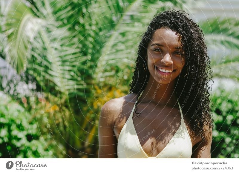 Portrait of a exotic black woman in a swimwear Woman Black Ethnic Beauty Photography Exotic Cute Girl Attractive Youth (Young adults) Caribbean African Tropical