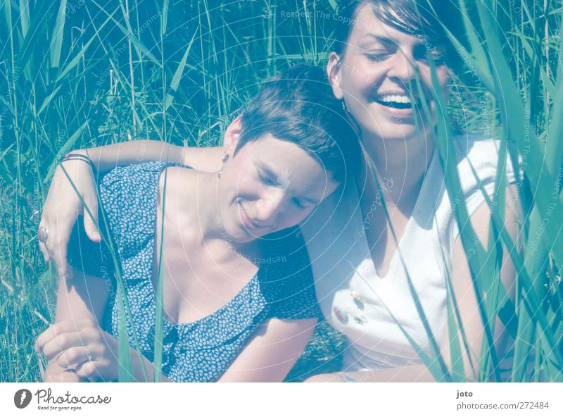 twosome Feminine Homosexual Youth (Young adults) 2 Human being Summer Common Reed Touch Smiling Laughter Happiness Happy Positive Joy Contentment