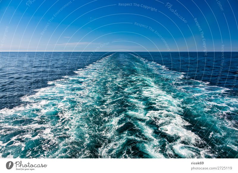 stern water of a ship in the North Sea Relaxation Vacation & Travel Tourism Cruise Ocean Waves Nature Landscape Water Clouds Watercraft Maritime Blue White