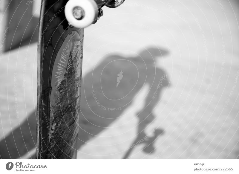 sk8 Leisure and hobbies Skateboarding Sports 1 Human being Concrete Black & white photo Exterior shot Copy Space right Day Light Shadow Contrast Silhouette
