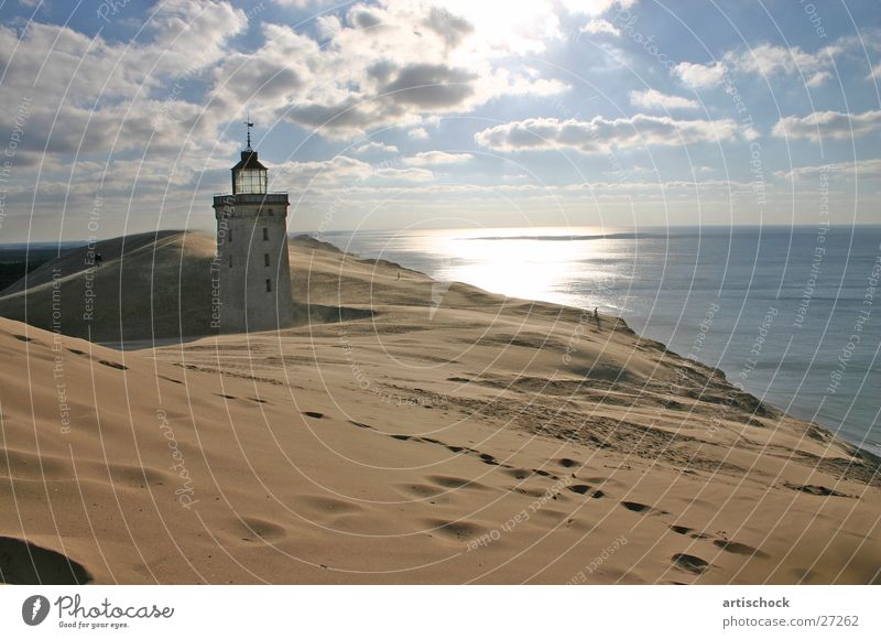 dune Ocean Beach dune Lighthouse Clouds Sand Denmark