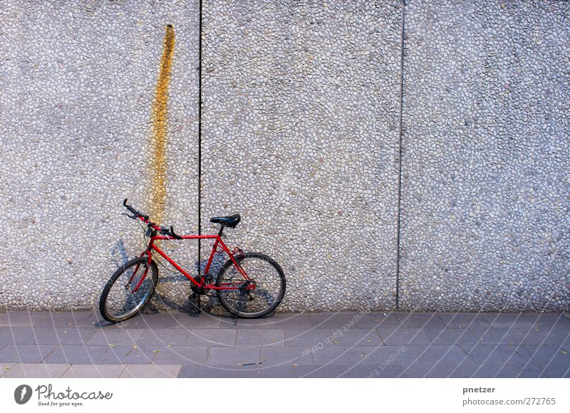red bike Town Downtown House (Residential Structure) High-rise Bank building Wall (barrier) Wall (building) Transport Means of transport Cycling Street Vehicle