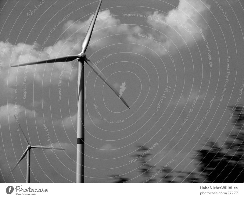 three-phase current Electricity Propeller Industry Wind energy plant Sky Movement Black & white photo Energy industry