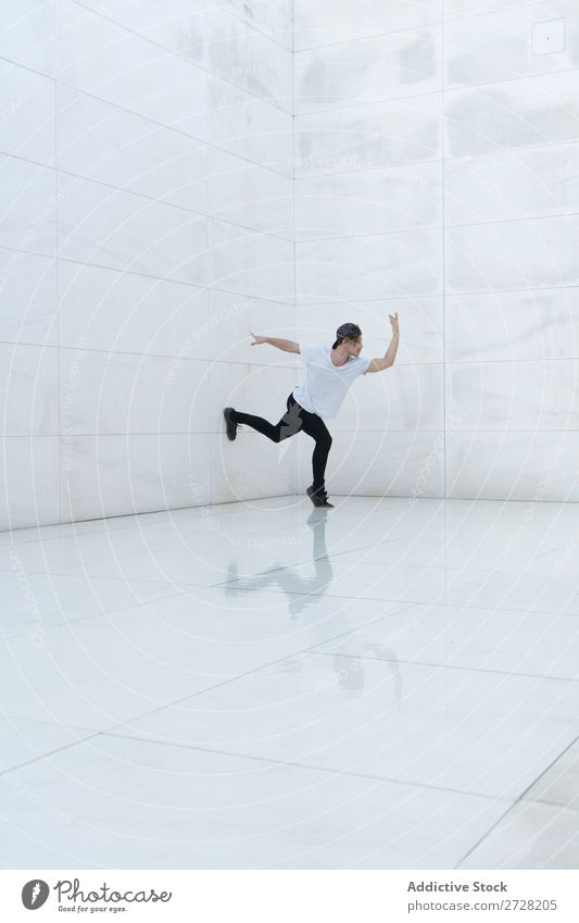 Man dancing on white Dancer Energy Structures and shapes Style Athletic Relaxation Freestyle Gymnastics Studio shot Acrobat Expressive flexibility