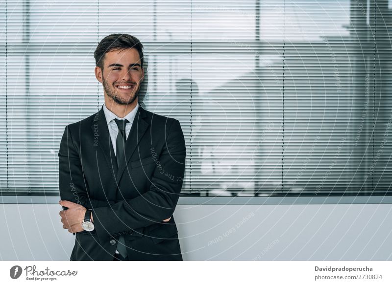 portrait of young  businessman smiling at the airport with suit Portrait photograph Close-up Businessman Youth (Young adults) Man Stand Isolated Airport Smiling