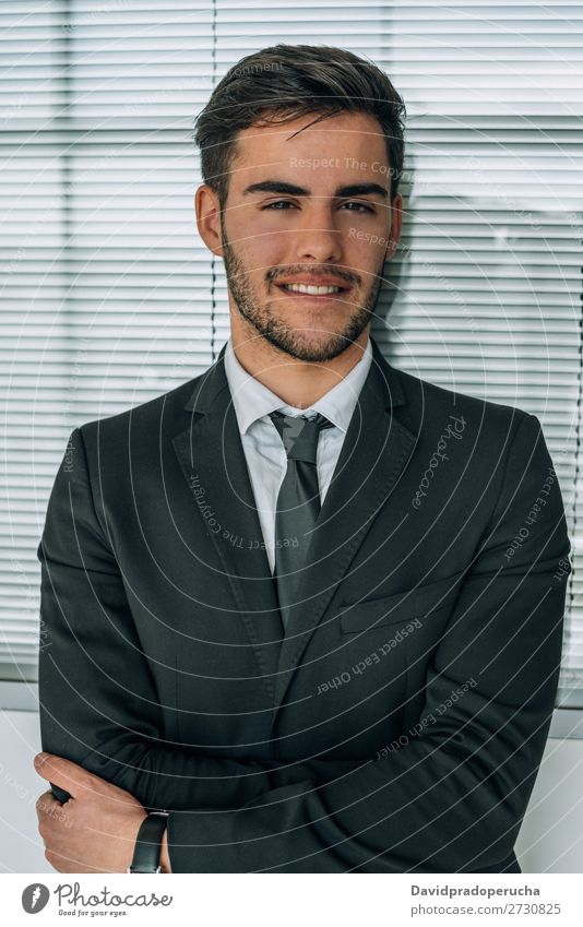 portrait of young  businessman smiling at the airport with suit Portrait photograph Close-up Businessman Youth (Young adults) Man Stand Isolated Airport Smiling